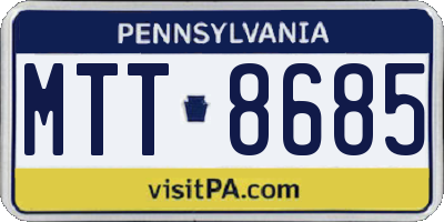 PA license plate MTT8685