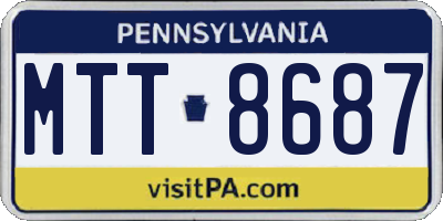 PA license plate MTT8687