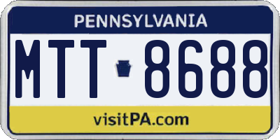PA license plate MTT8688