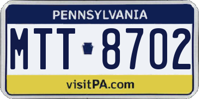 PA license plate MTT8702