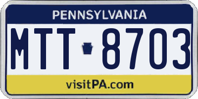 PA license plate MTT8703