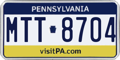 PA license plate MTT8704