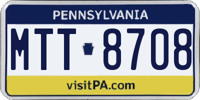 PA license plate MTT8708