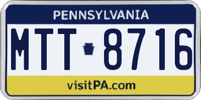 PA license plate MTT8716