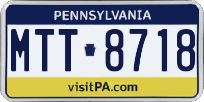 PA license plate MTT8718