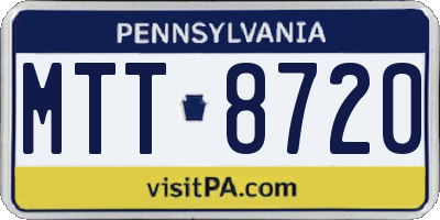 PA license plate MTT8720