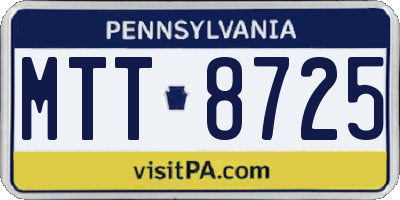 PA license plate MTT8725