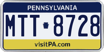 PA license plate MTT8728