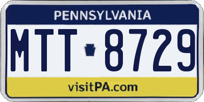 PA license plate MTT8729