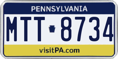 PA license plate MTT8734