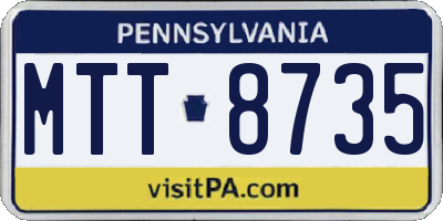 PA license plate MTT8735