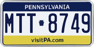 PA license plate MTT8749