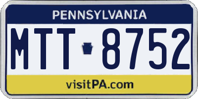 PA license plate MTT8752