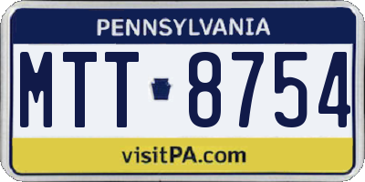 PA license plate MTT8754