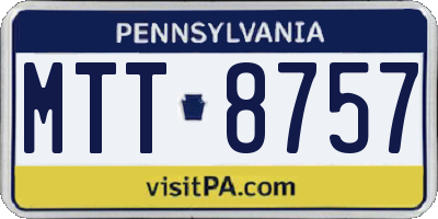 PA license plate MTT8757