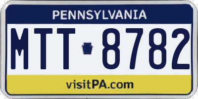 PA license plate MTT8782