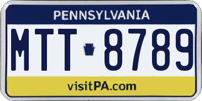 PA license plate MTT8789