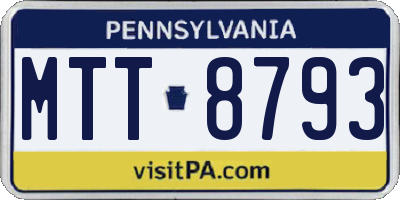 PA license plate MTT8793