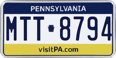 PA license plate MTT8794