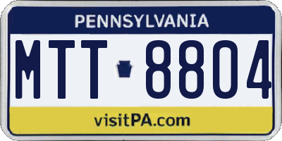 PA license plate MTT8804