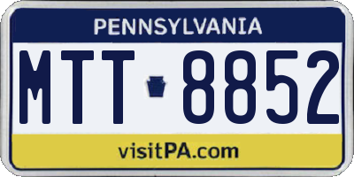 PA license plate MTT8852