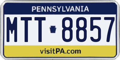 PA license plate MTT8857