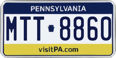 PA license plate MTT8860