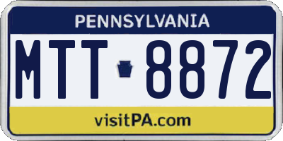 PA license plate MTT8872