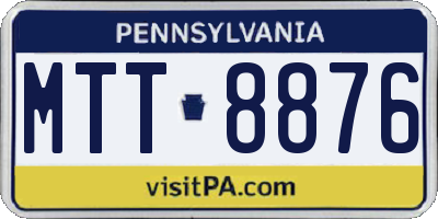 PA license plate MTT8876