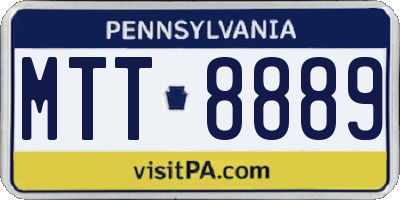 PA license plate MTT8889