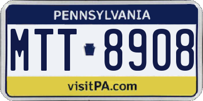 PA license plate MTT8908