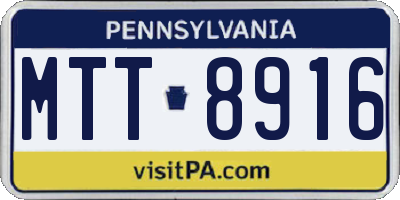 PA license plate MTT8916