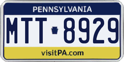 PA license plate MTT8929