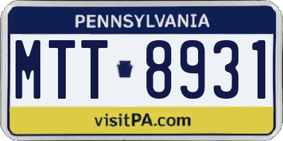 PA license plate MTT8931
