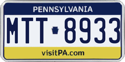 PA license plate MTT8933