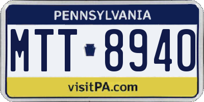 PA license plate MTT8940