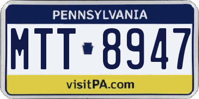 PA license plate MTT8947