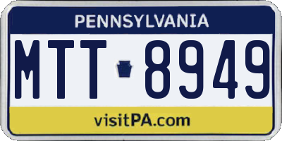 PA license plate MTT8949