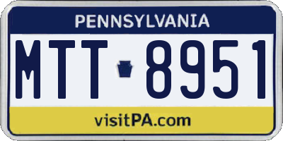 PA license plate MTT8951
