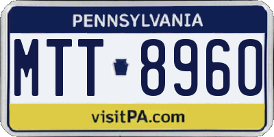 PA license plate MTT8960
