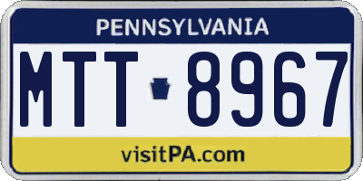 PA license plate MTT8967