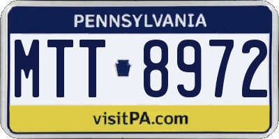 PA license plate MTT8972
