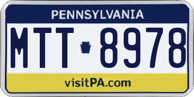PA license plate MTT8978