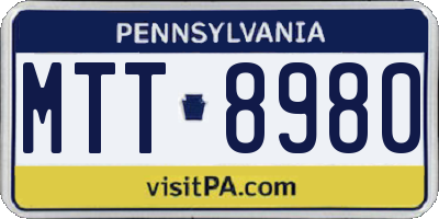 PA license plate MTT8980