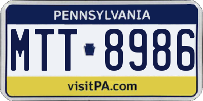 PA license plate MTT8986