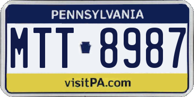 PA license plate MTT8987