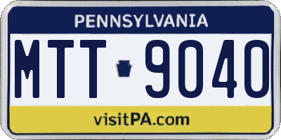 PA license plate MTT9040
