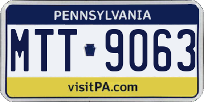 PA license plate MTT9063