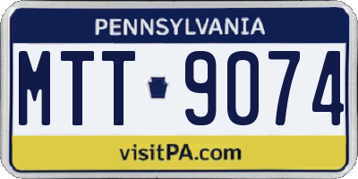 PA license plate MTT9074
