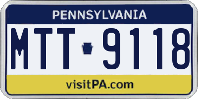 PA license plate MTT9118